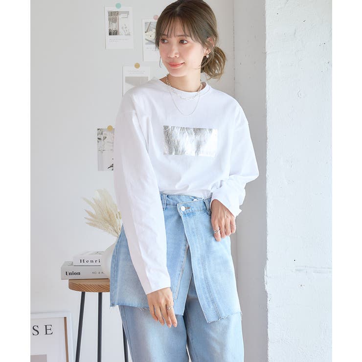 箔プリント長袖Tシャツ[品番：GW000004814]｜Growing Rich