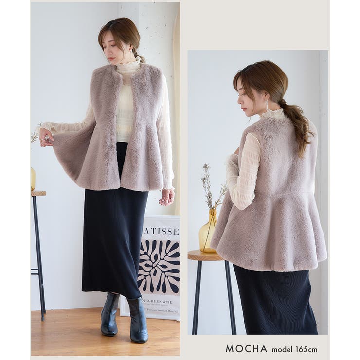 GALLARDAGALANTE ブラウンファーベスト プラスワンで着映え！】フーディーファーベスト