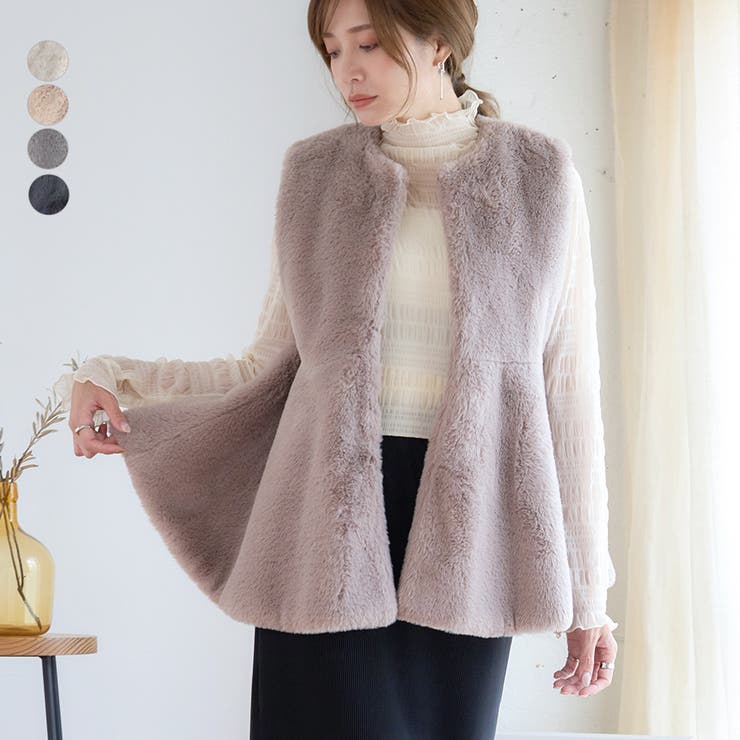 ペプラムファーベスト ファー ベスト[品番：GW000004832