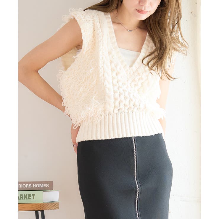 Sporty & Rich ケーブルニットベスト Sporty & Rich ケーブルニット スポーツブラ | ホワイト