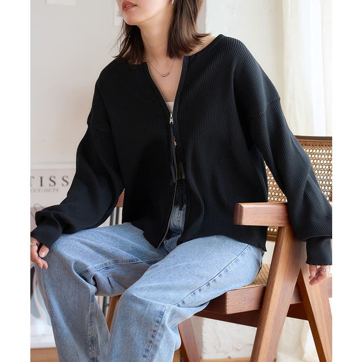 スポンジニット ジップアップカーディガン[240735] | Growing Rich | 詳細画像5 