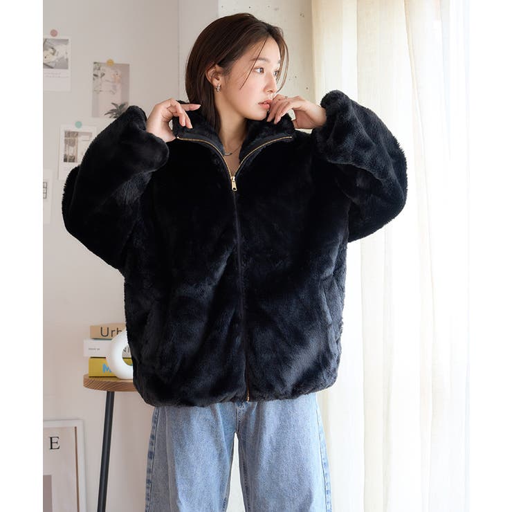 スタンドカラー ファー ジャケット[品番：GW000004838]｜Growing Rich 