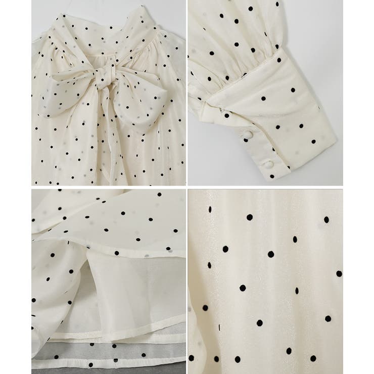 シアーブラウス ボウタイ リボン[品番：GW000004839]｜Growing Rich