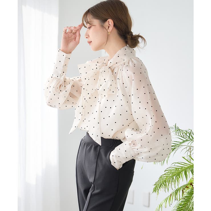 シアーブラウス ボウタイ リボン[品番：GW000004839]｜Growing