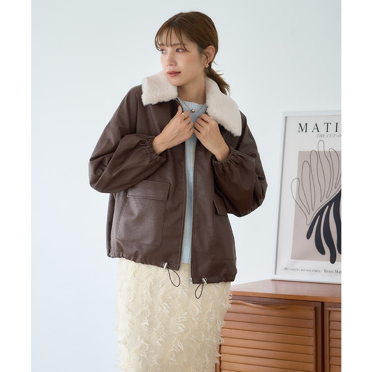 定番の冬ギフト 2WAY仕様で楽しむ ファー付き フェイクレザー[品番：GW000004862 ジャケット・アウター
