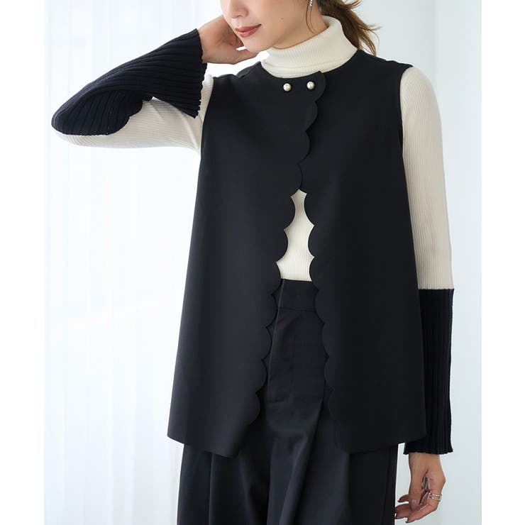 パール付き スカラップ ジレ[品番：GW000004856]｜Growing Rich