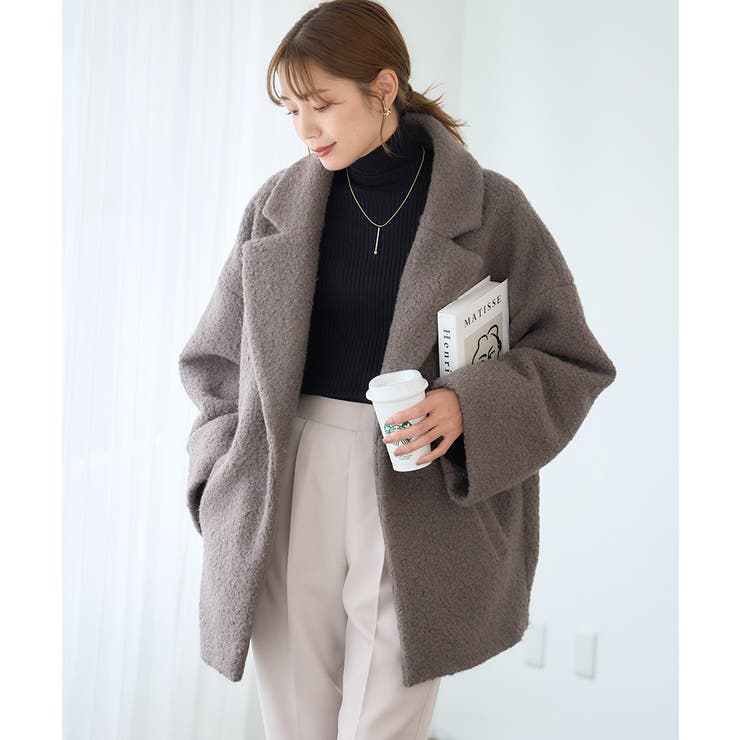 リングウールテーラードコート ショートコート レディース[品番