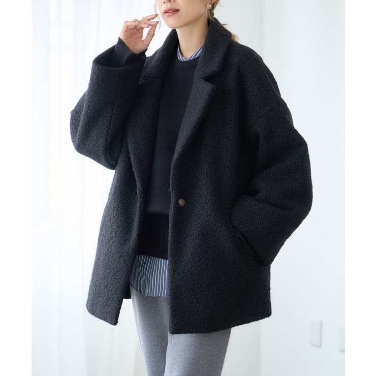 リングウールテーラードコート ショートコート レディース[品番