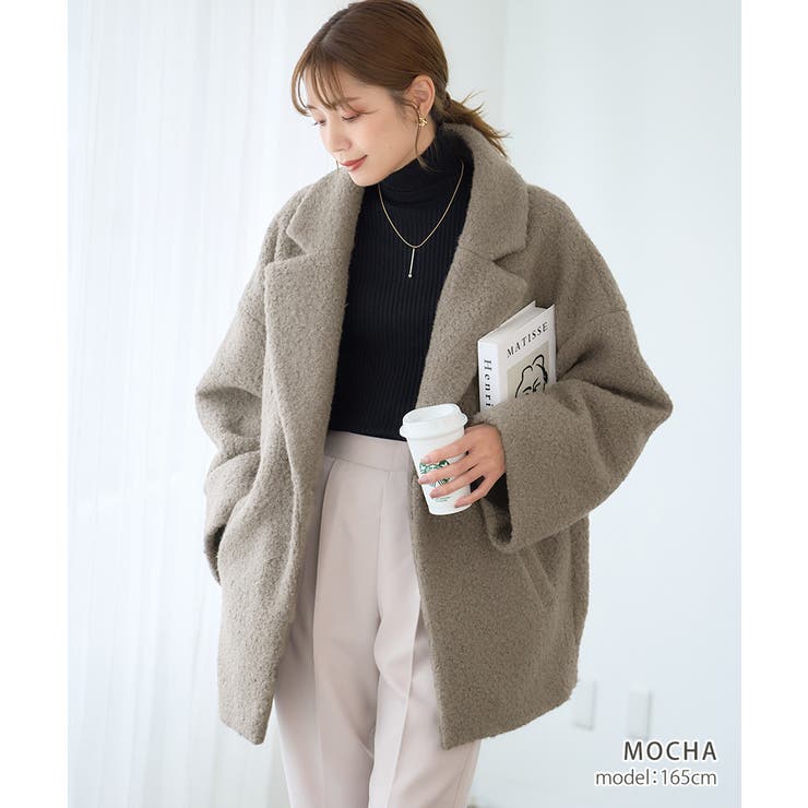 リングウールテーラードコート ショートコート レディース[品番