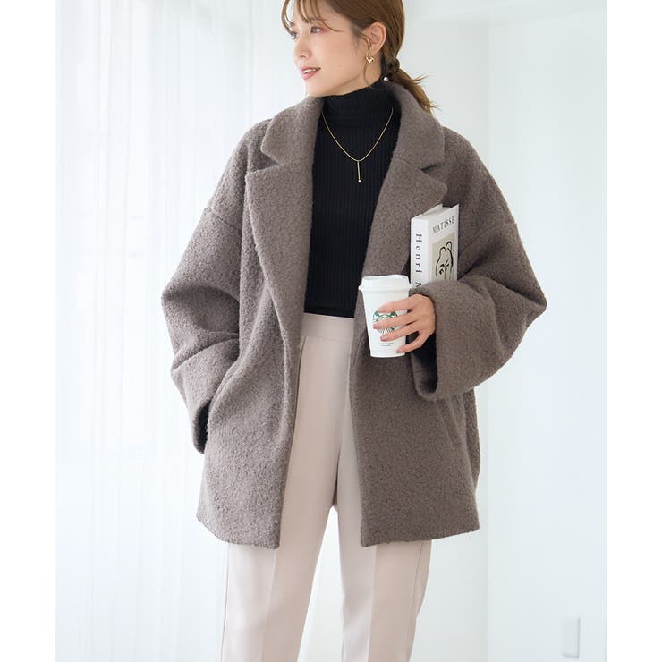 リングウールテーラードコート ショートコート レディース[品番