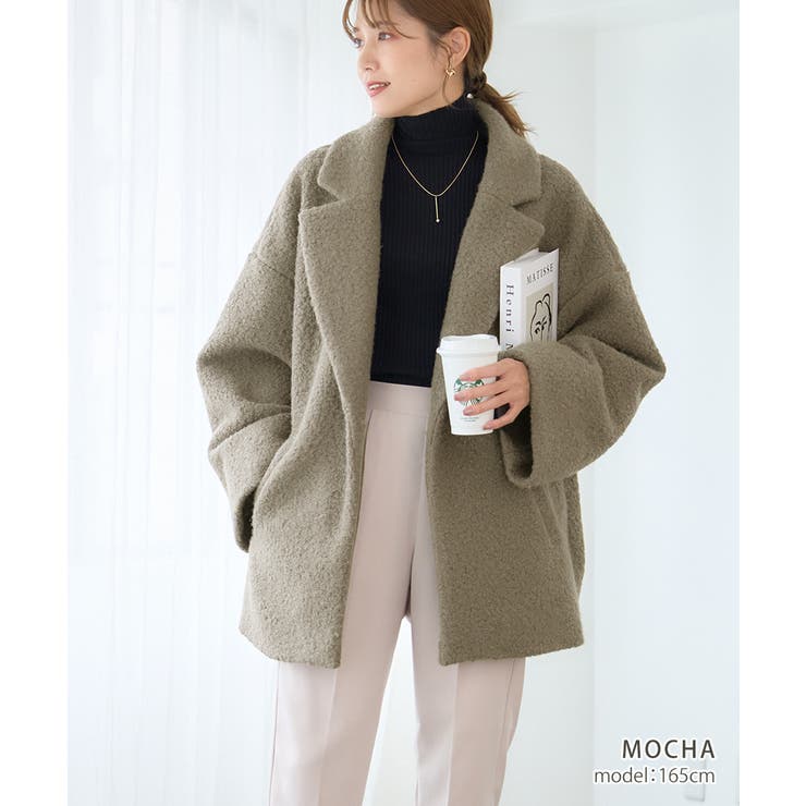 リングウールテーラードコート ショートコート レディース[品番