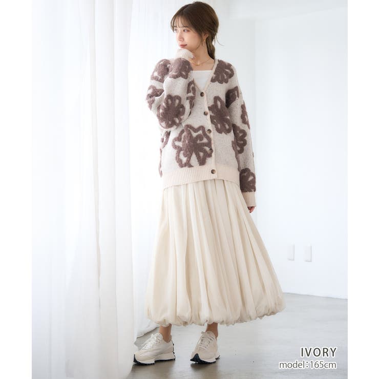 ★お求めやすく価格改定★ フェザーニット 花柄 Vネック[品番：GW000004883]｜Growing Rich トップス