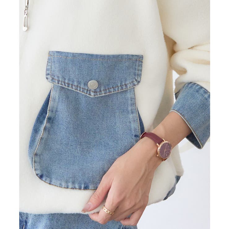 デニム切替 圧縮ニット ブルゾン | Growing Rich | 詳細画像4 