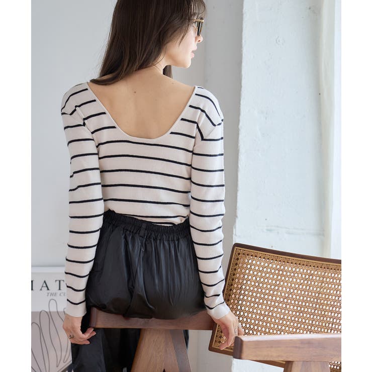 カシミヤタッチバックオープンニット バックオープン トップス | Growing Rich | 詳細画像11 