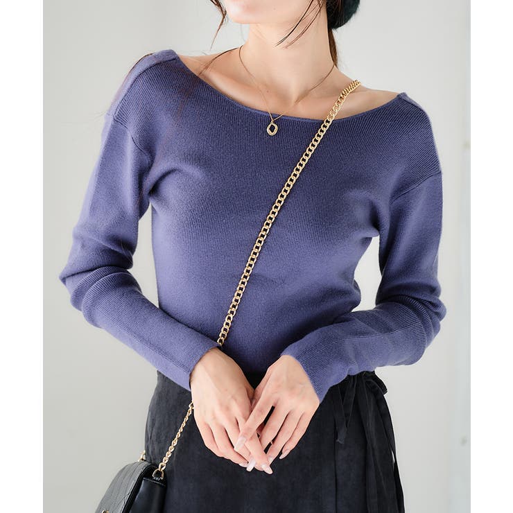 カシミヤタッチバックオープンニット バックオープン トップス | Growing Rich | 詳細画像20 