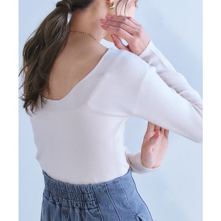 カシミヤタッチバックオープンニット バックオープン トップス | Growing Rich | 詳細画像8 