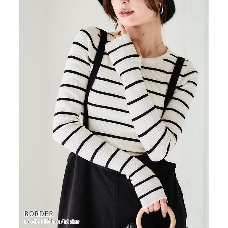 ロシャス ROCHAS リボンリブクルーネックニット カットソー ウール混 40 ピンク 黒 /MI ■OS レディース ROCHAS - ROCHAS ロシャス ニット・セーター 40(M位) 赤系