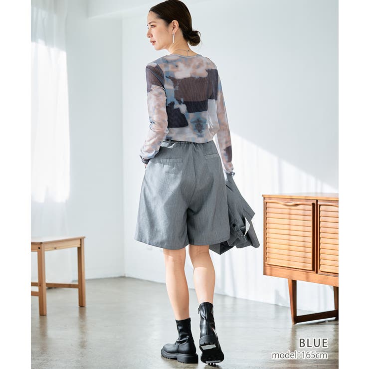 シアートップス柄ニュアンス柄シアーロングTシャツレディース春夏トップスレディースTシャツカットソーロンT長袖レイヤードマーブル柄チュールレイヤード重ね着伸縮透け感秋冬プルオーバー