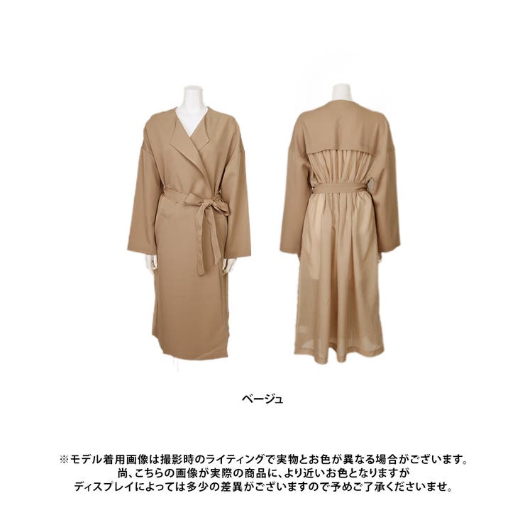 スプリングコート ノーカラー 春コート[品番：GW000003992