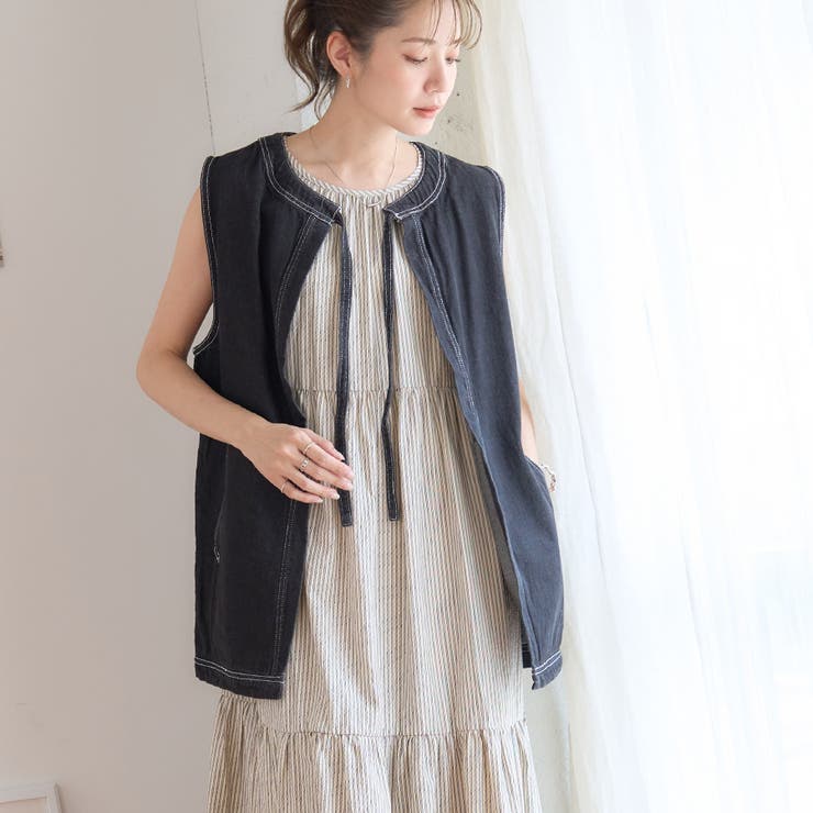 楽天市場】【C服袋対象】2WAY ジレ ベスト トップス ミドルジレ