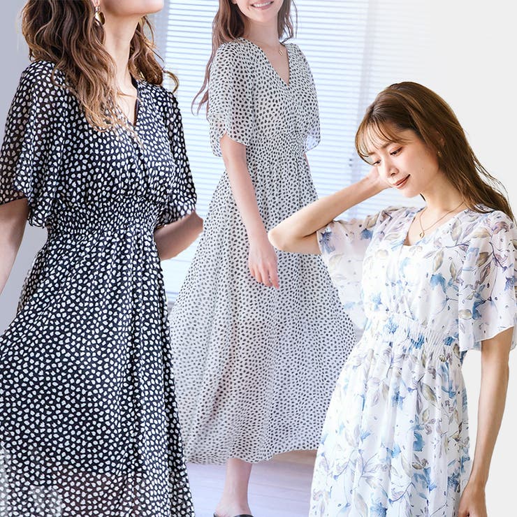 ワンピース シフォンワンピース 半袖[品番：GW000003289
