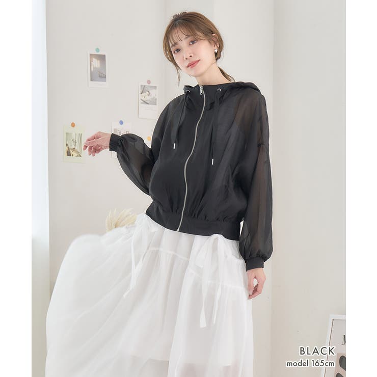 美品　BEARDSLEY ジップアップ　ブルゾン　シアー　フリル　金具　黒フリー 美品 BEARDSLEY ジップアップ ブルゾン シアー フリル 金具 黒