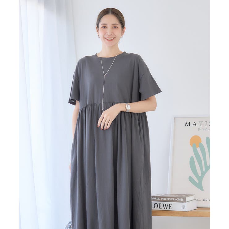 ウエストギャザー切替 ワンピース 夏 | Growing Rich | 詳細画像12 