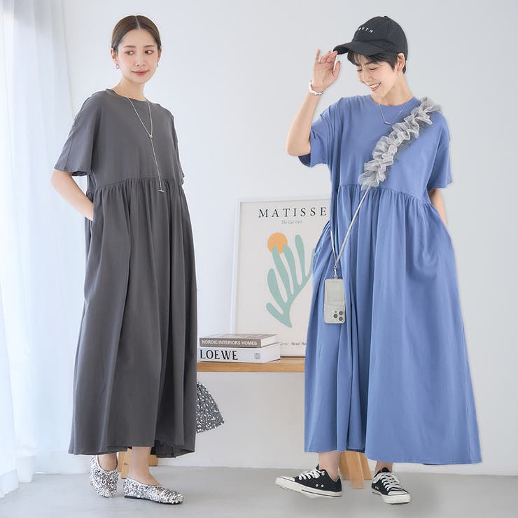 さがら刺しゅう入裾フレアスウェットワンピース 通販【ニッセン】