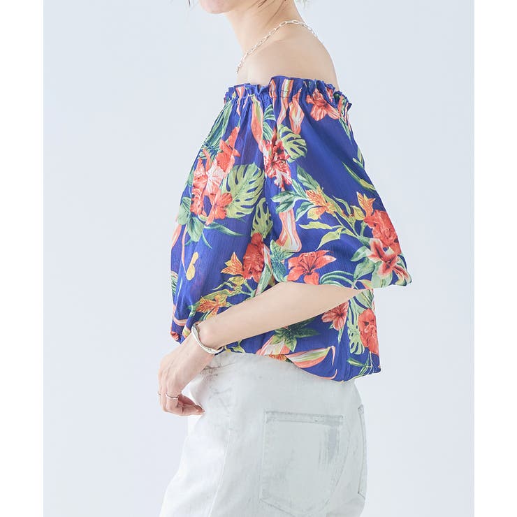 リゾート柄 オフショルダー トップス | Growing Rich | 詳細画像11 