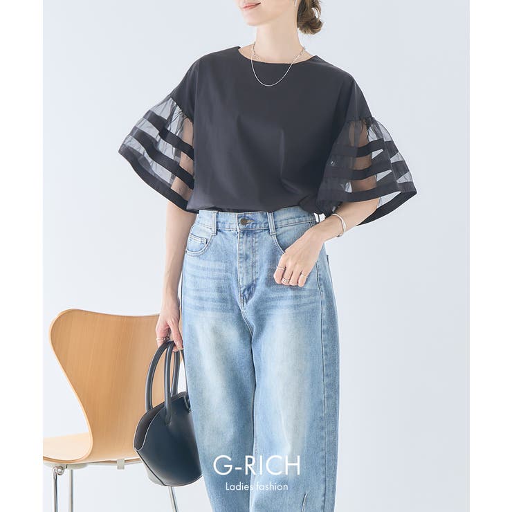 オーガンジー ラインスリーブ ブラウス | Growing Rich | 詳細画像2 