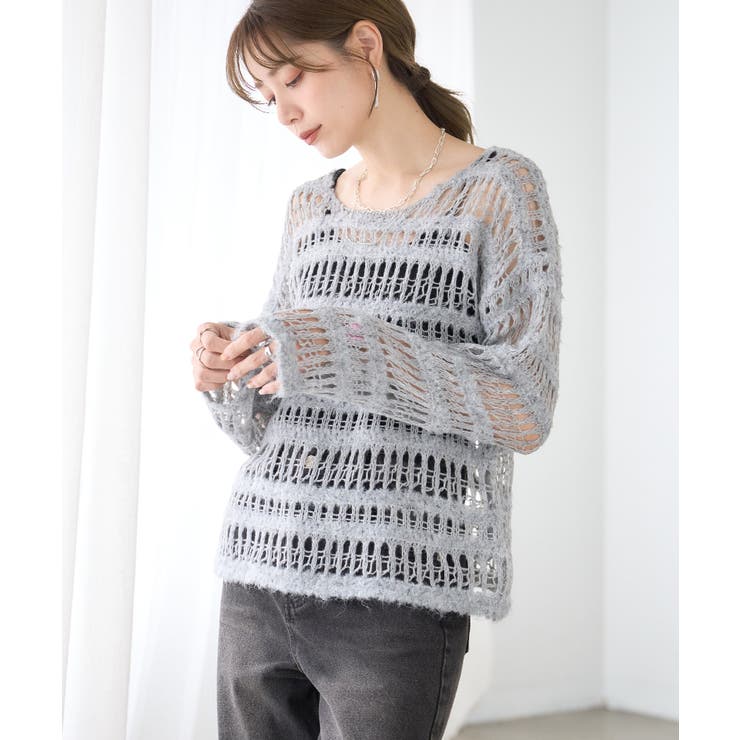 透かし編み ニット レディース | Growing Rich | 詳細画像12 