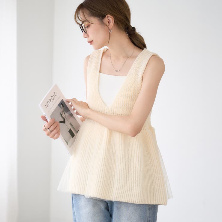 チュール レイヤード ペプラム | Growing Rich | 詳細画像1 