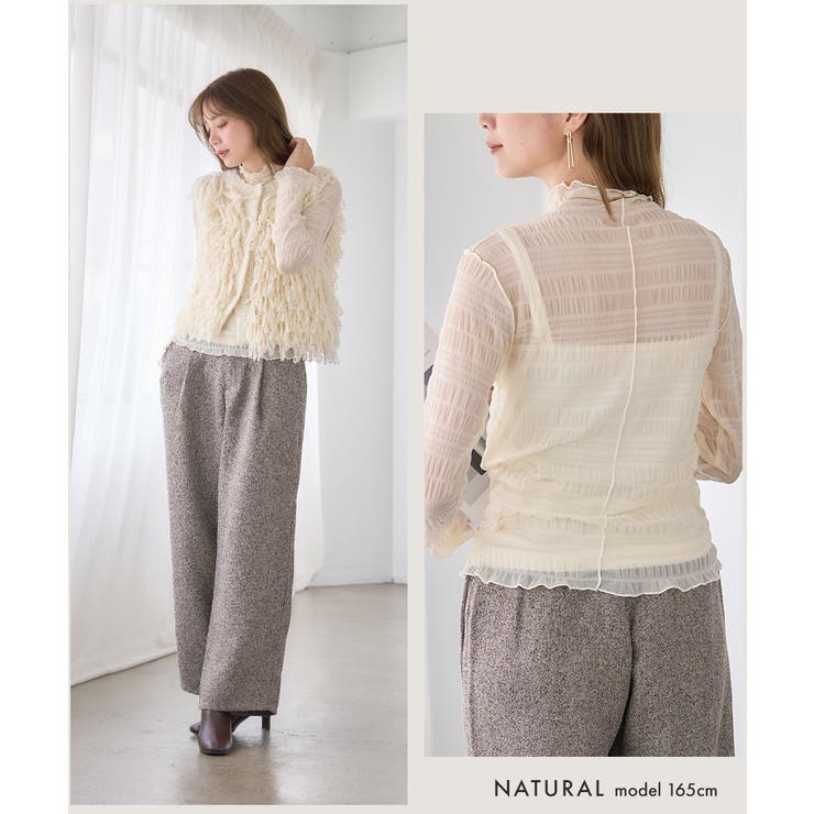 スモッキングレース シアー トップス | Growing Rich | 詳細画像7 