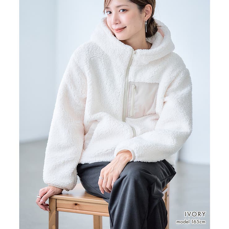 ボアジャケット レディース フード付き[品番：GW000003127