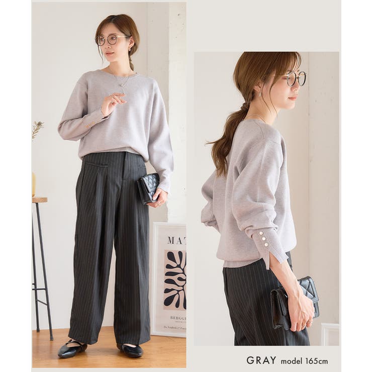 [トップス] 袖ボタン クルーネックニットトップス[250401] | Growing Rich | 詳細画像12 