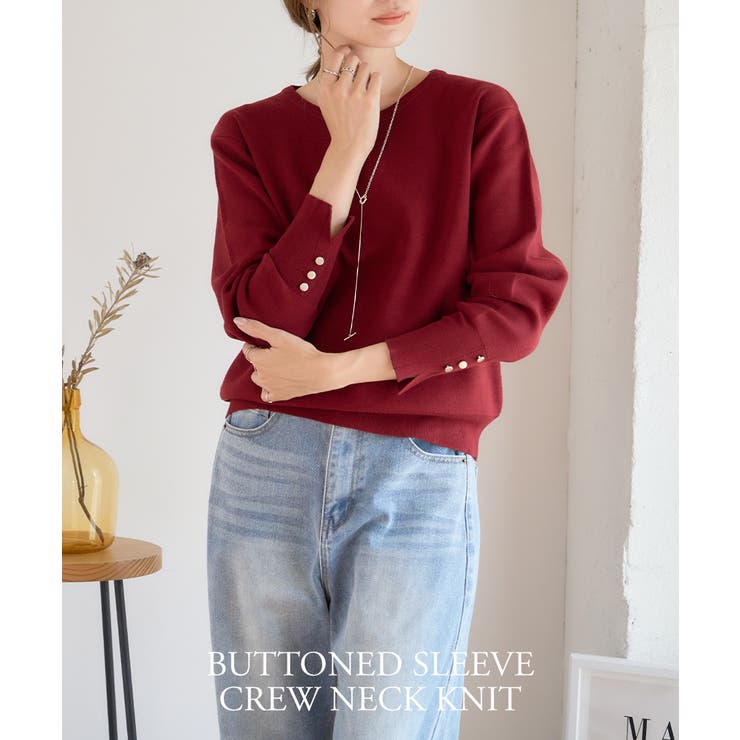 [トップス] 袖ボタン クルーネックニットトップス[250401] | Growing Rich | 詳細画像5 