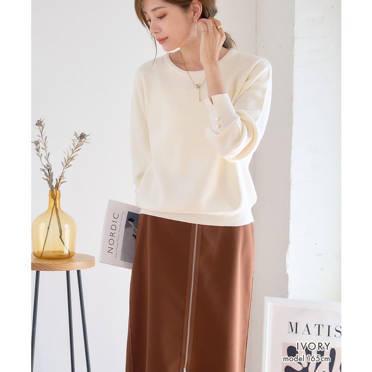 [トップス] 袖ボタン クルーネックニットトップス[250401] | Growing Rich | 詳細画像8 