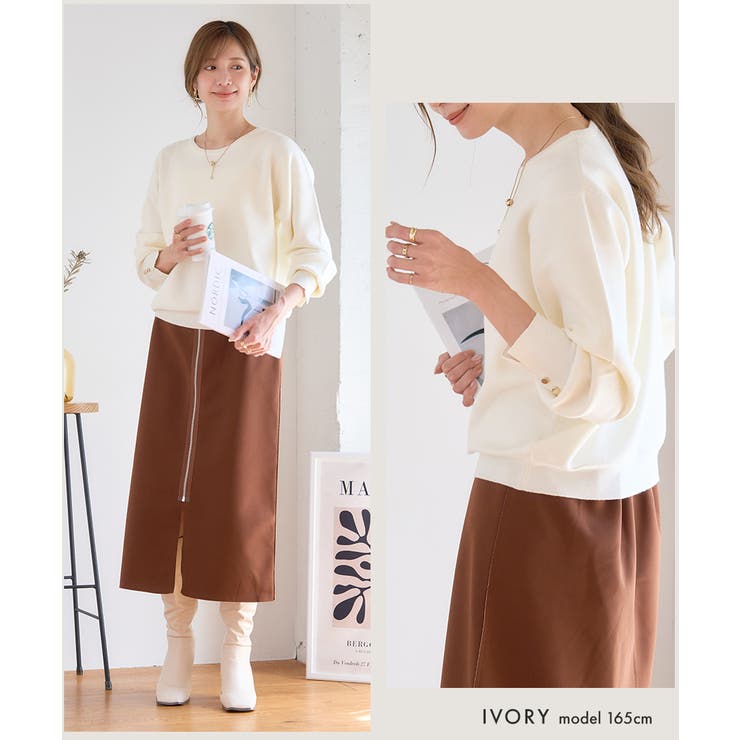 [トップス] 袖ボタン クルーネックニットトップス[250401] | Growing Rich | 詳細画像9 