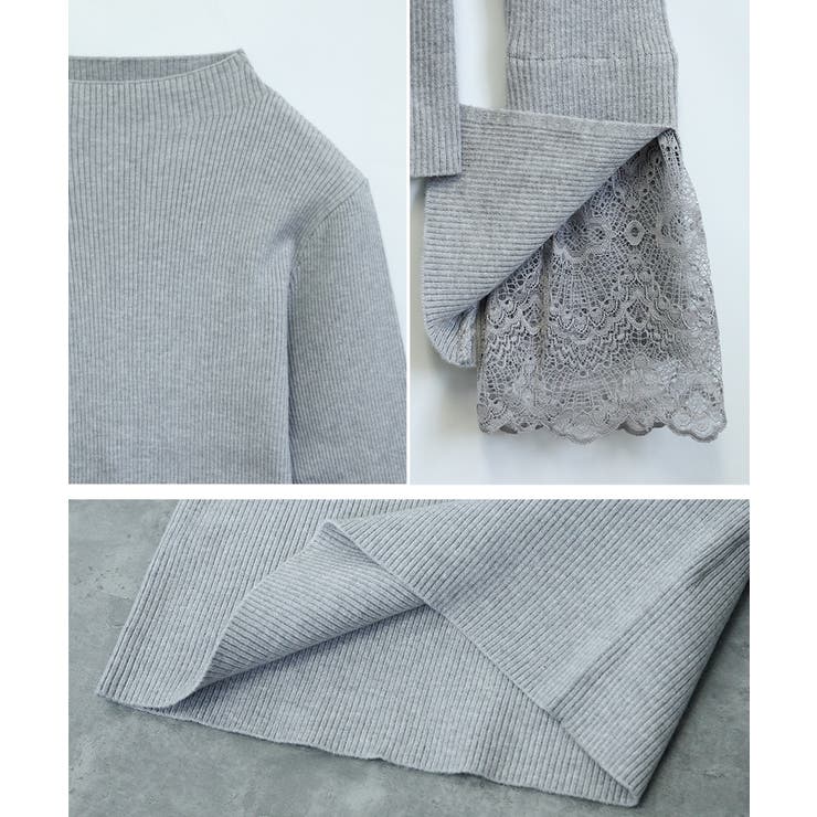 袖スカラップレース リブニット 長袖 | Growing Rich | 詳細画像17 