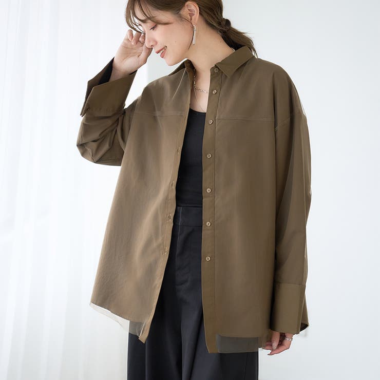 [トップス]チュールかぶせブロードシャツ[250510] | Growing Rich | 詳細画像1 