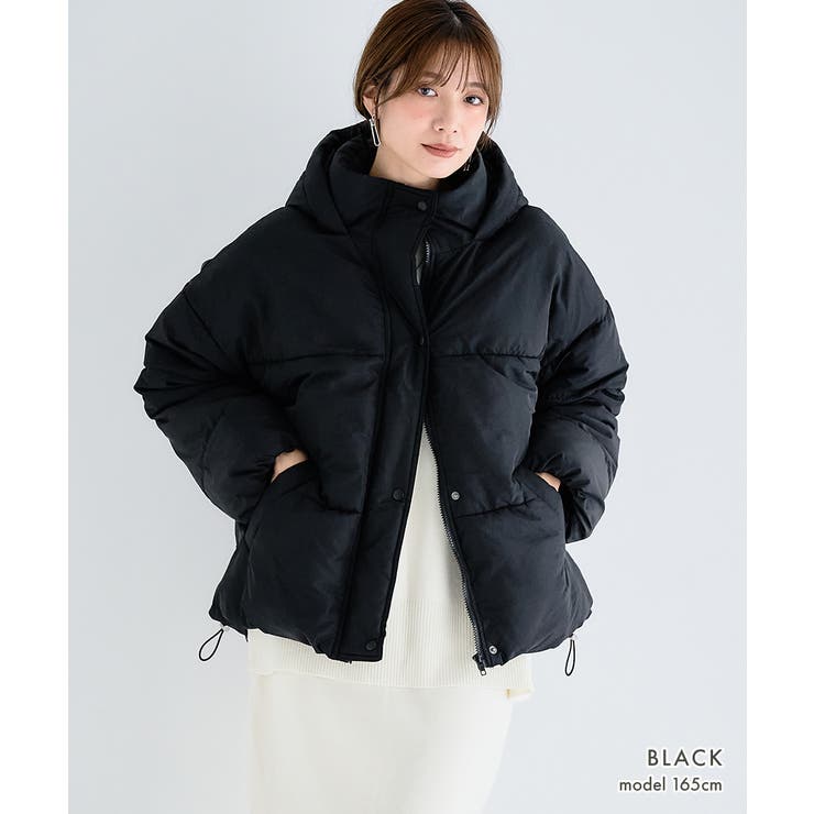 ブラック | フェイク ダウンジャケット 中綿ジャケット | Growing Rich
