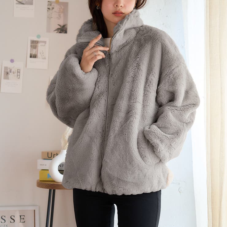 スタンドカラー ファーブルゾン[250218] | Growing Rich | 詳細画像1 