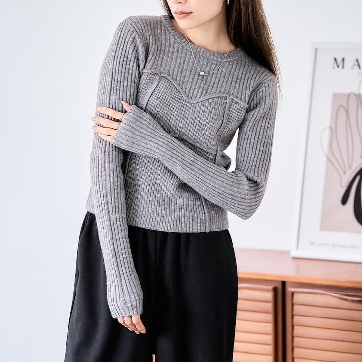 ビスチェ風ドッキング リブニット ニット | Growing Rich | 詳細画像1 