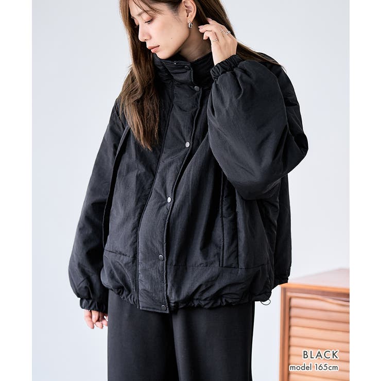 ブラック | 中綿 モンスタージャケット スタンドネック | Growing Rich