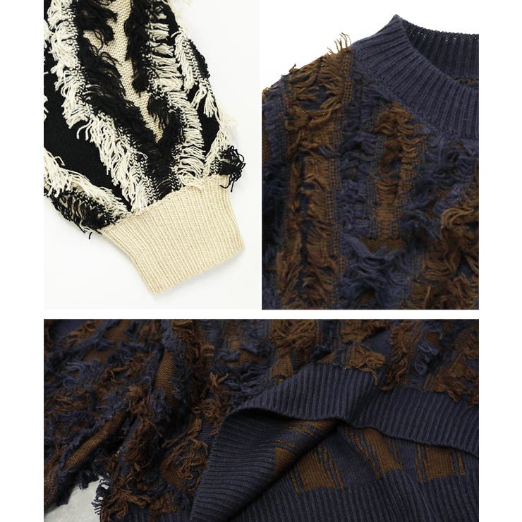 フリンジ配色 ニット レディース | Growing Rich | 詳細画像12 