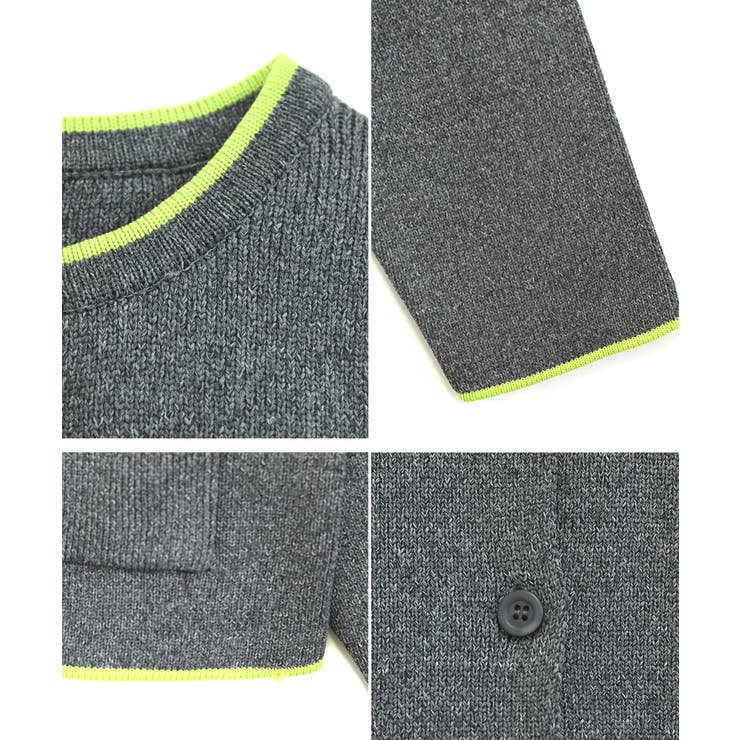 配色ニットカーディガン ノーカラー ニットアウター | Growing Rich | 詳細画像14 