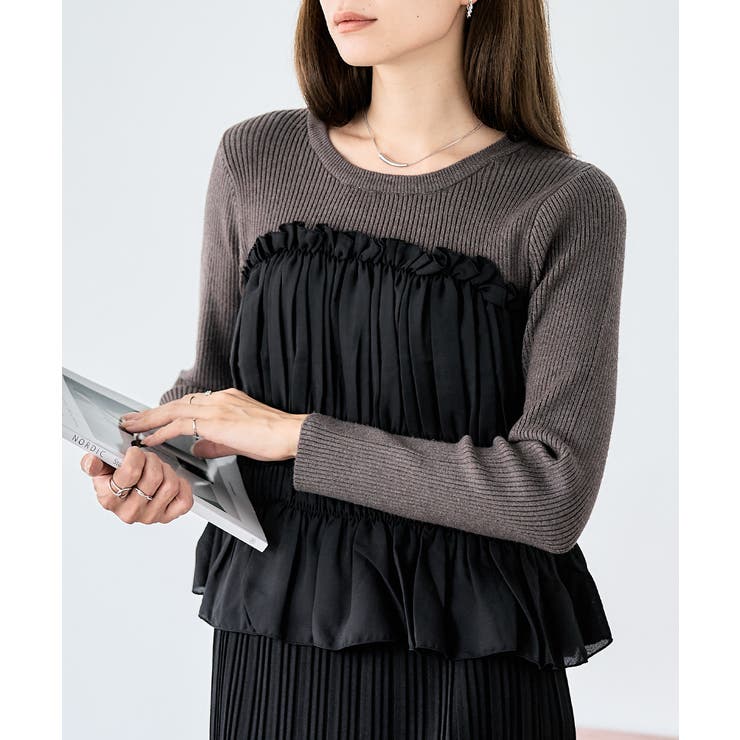 ジョーゼットシャーリングビスチェ ドッキングニットPO[250702] | Growing Rich | 詳細画像12 