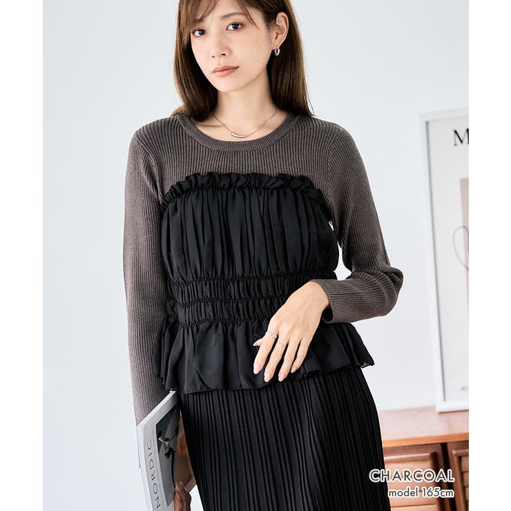 ジョーゼットシャーリングビスチェ ドッキングニットPO[250702] | Growing Rich | 詳細画像10 