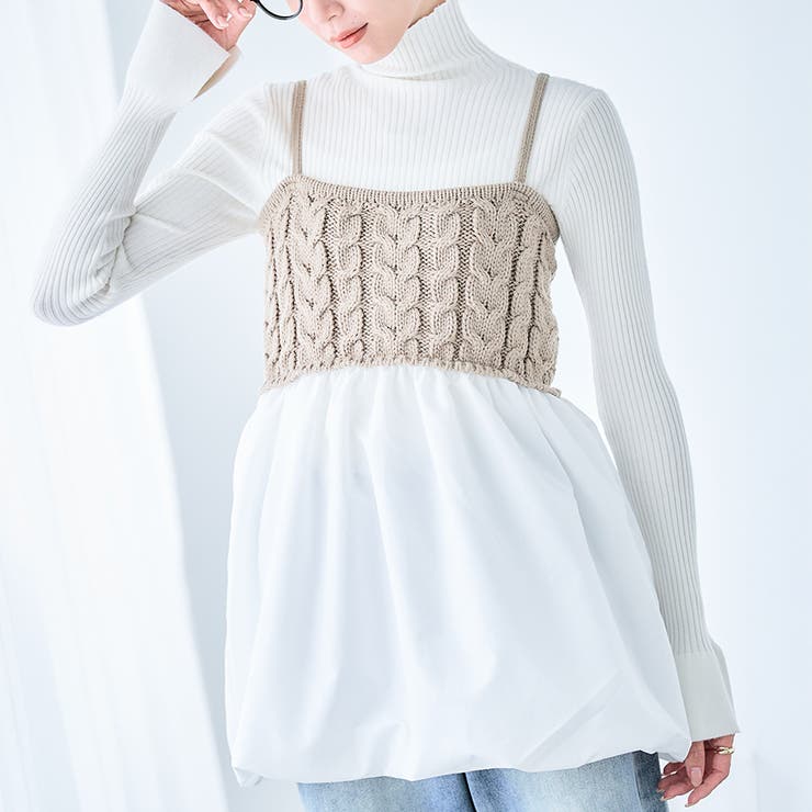 ニットドッキング キャミソール ケーブル編み | Growing Rich | 詳細画像1 