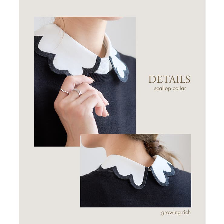 つけ襟 配色 刺繍 | Growing Rich | 詳細画像6 